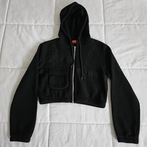 Women's Black Cropped Bomber Jacket